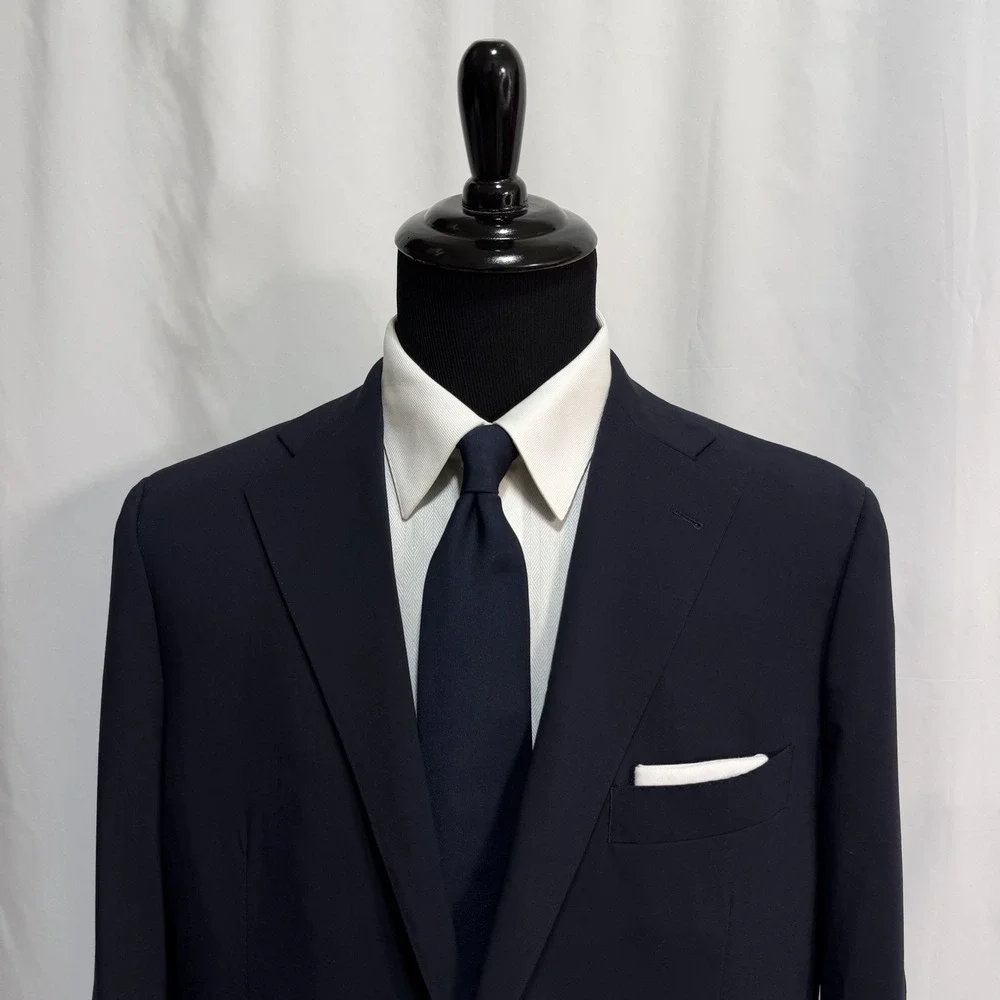 Proper Cloth Bespoke Blazer Mens 48L Sport Coat Jacket Wool Stretch Navy Blue